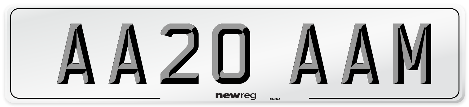 AA20 AAM Number Plate from New Reg